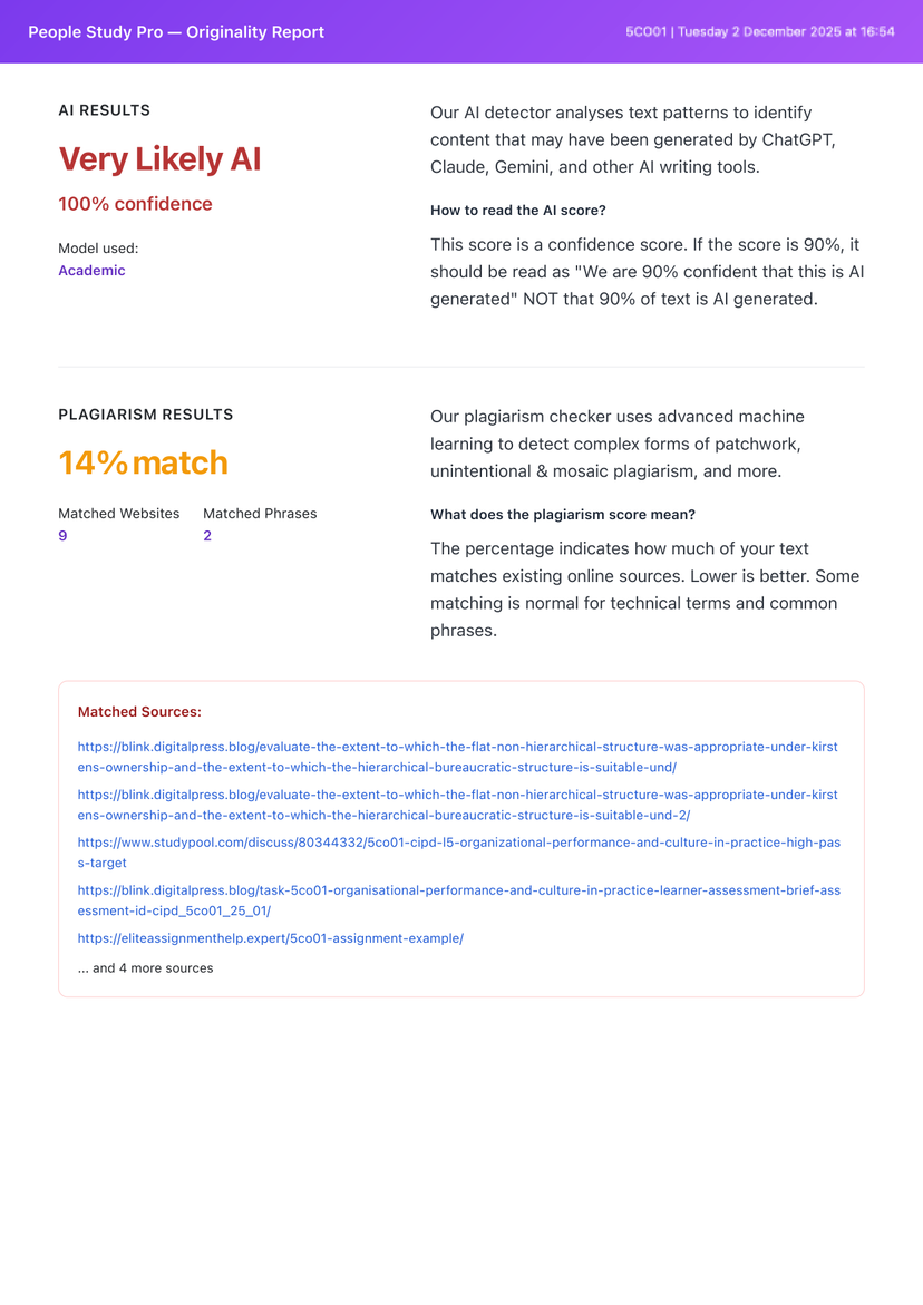 AI detection report showing highlighted text analysis