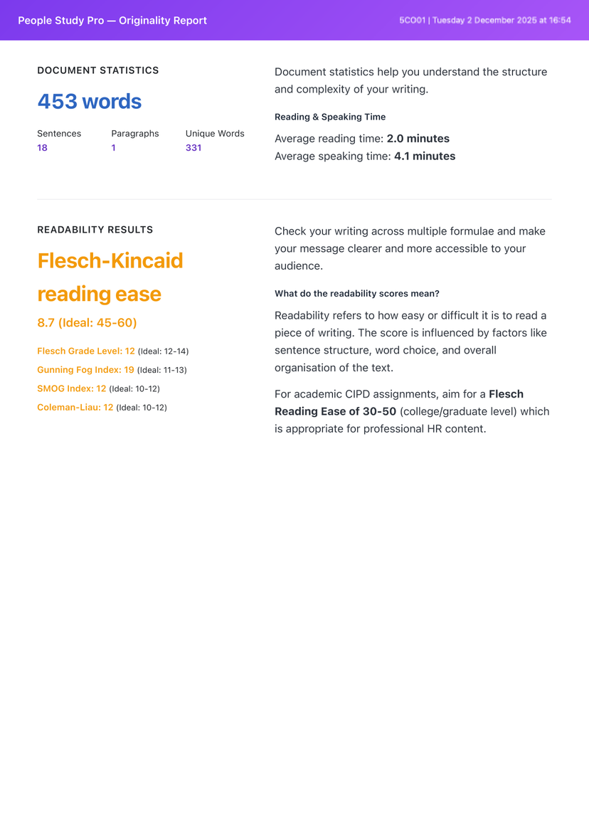 Document statistics and readability scores