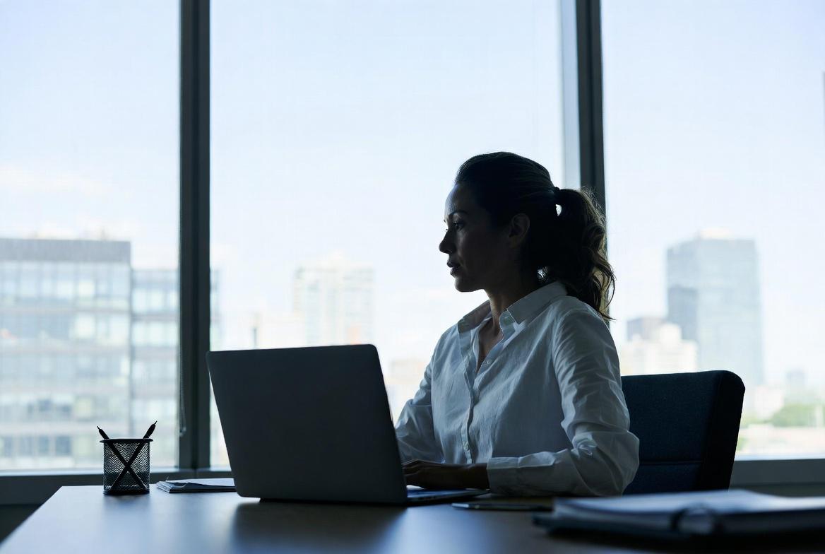 Student writing CIPD assignment on laptop