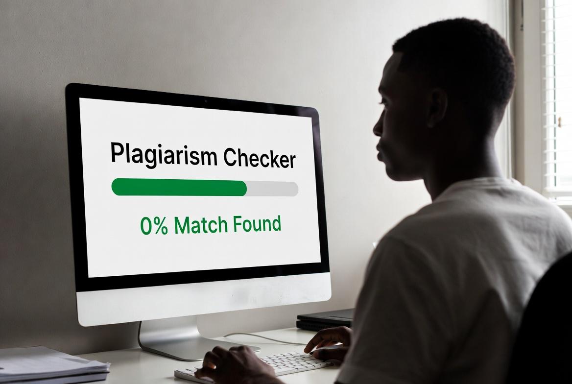 Student checking CIPD assignment for plagiarism on laptop